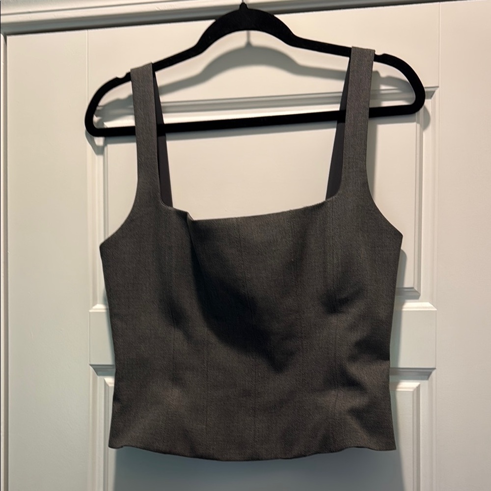 Zara Gray Fitted Bustier Tank Top
